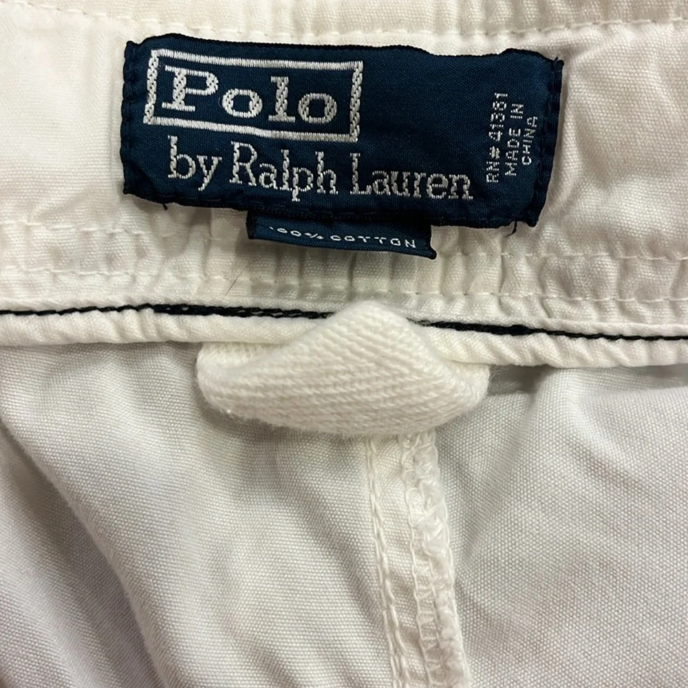 Polo Ralph Lauren white Combat Cargo Pants Vintage Mens Size 40x30”
